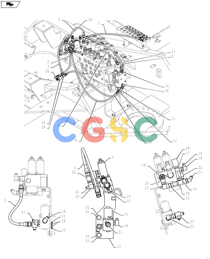 神钢零件查询(SK170 ACERA M-9) - CRAWLER EXCAVATOR - TIER 3 NON-REGULATED (1/12-12/13) (88.100.03[05]) - CONTROL VALVE LINE (ROTATION) Kobelco
