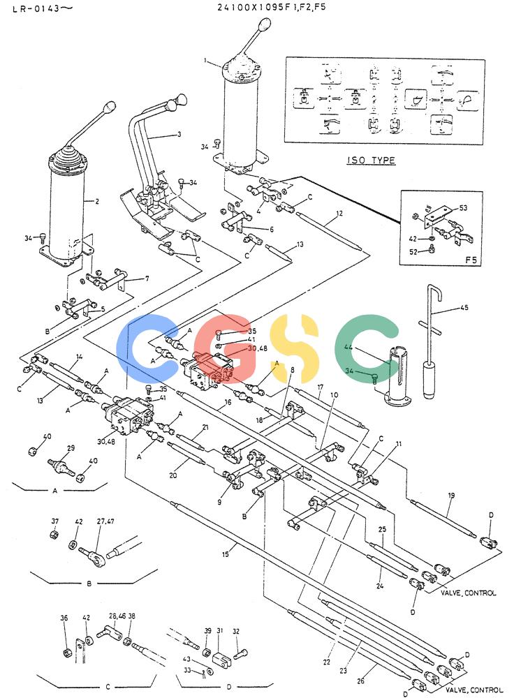 神钢零件查询(K914) - EXCAVATOR ASN LR-0143 (1/79-12/03) (03-008[01]) - CONTROL ASSY (ISO TYPE) (FOR NORTH AMERICA) 24100X1095F1, F2 Kobelco