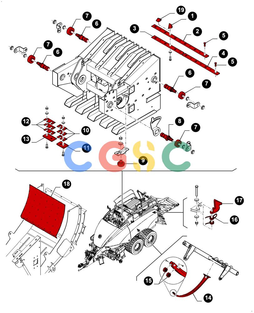 凯斯零件查询(LB434S XL) - BALER (11/16-) (05.100.04[04]) - MAINTENANCE PARTS, PLUNGER AND PLUNGER ROLLERS, NEEDLES Case Agriculture