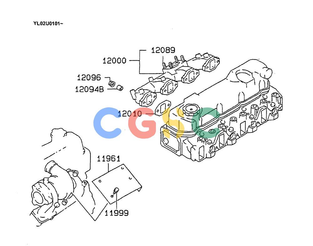 神钢零件查询(ED190LC) - BLADE RUNNER EXCAVATOR/DOZER BTW YL02U0101 - YL03U0135 (1/02-12/06) (07-027) - EXHAUST MANIFOLD Kobelco