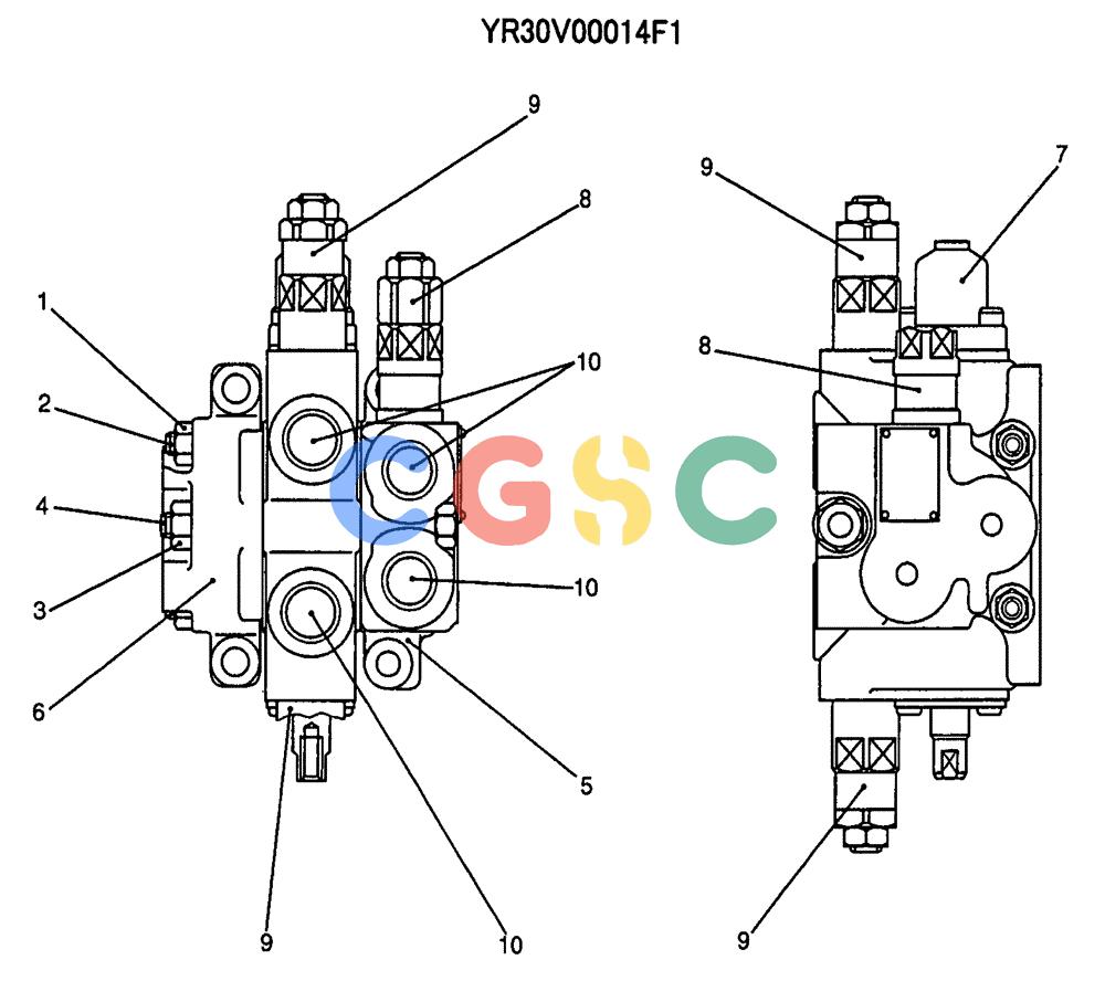 纽荷兰零件查询(E70SR) - MIDI CRAWLER EXCAVATOR ASN YT04-07175 (07-011) - VALVE ASSY, CONTROL (DOZER) New Holland Constructuion