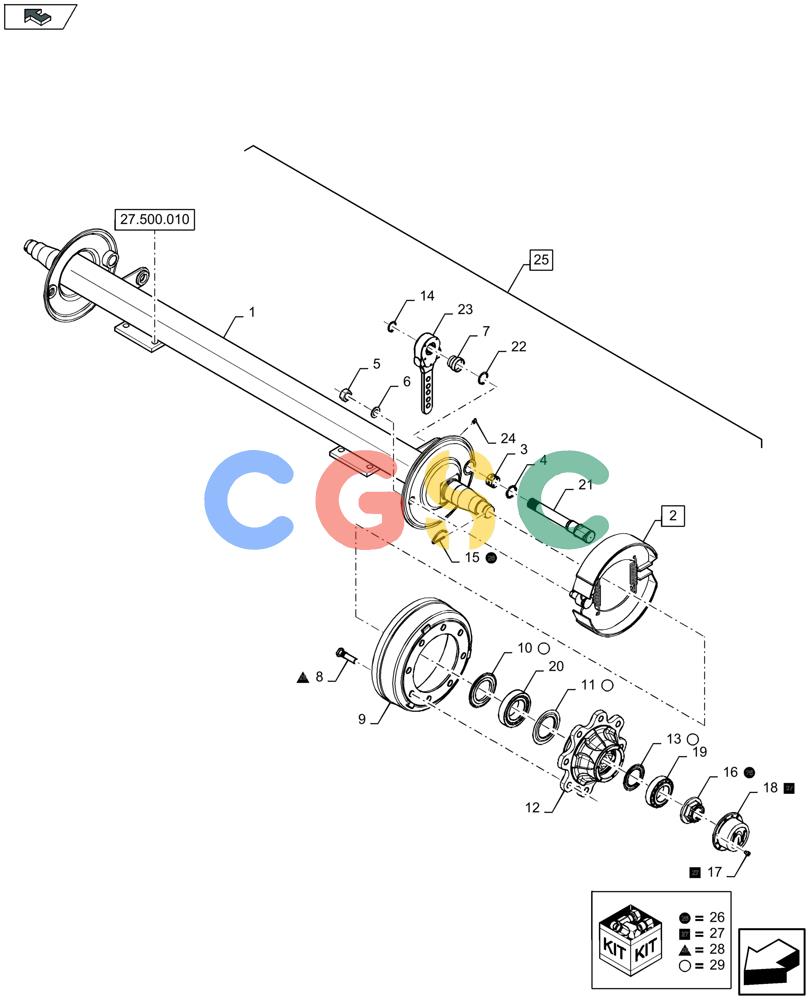凯斯零件查询(LB434S) - BALER (9/12-) (27.500.040) - TANDEM AXLE, PNEUMATIC BRAKES Case Agriculture