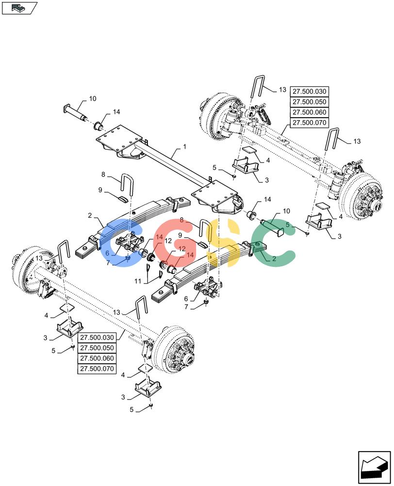 凯斯零件查询(LB434S) - BALER (9/12-) (27.500.080) - LARGE STEERED TANDEM AXLE, SUSPENSION Case Agriculture
