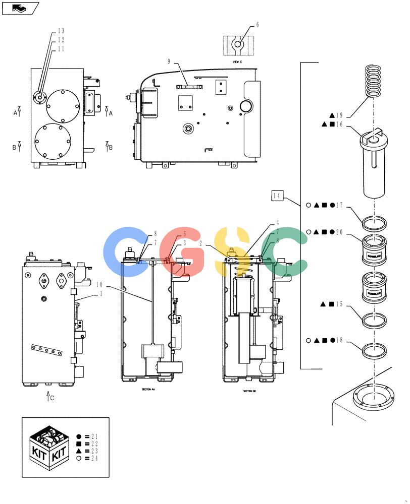 神钢零件查询(SK170 ACERA M-9) - CRAWLER EXCAVATOR - TIER 3 NON-REGULATED (1/12-12/13) (35.300.AN) - HYDRAULIC OIL RESERVOIR & FILTER Kobelco