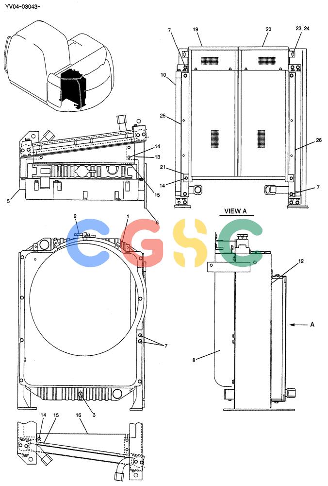 纽荷兰零件查询(E115SR) - CRAWLER EXCAVATOR ASN YV04-03043 (01-006) - RADIATOR ASSEMBLY New Holland Constructuion