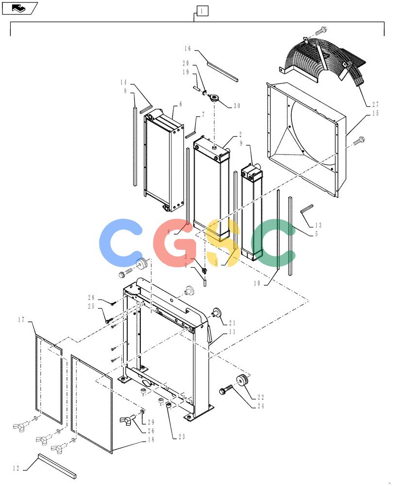 神钢零件查询(SK170 ACERA M-9) - CRAWLER EXCAVATOR - TIER 3 NON-REGULATED (1/12-12/13) (10.400.BE) - RADIATOR, ASSY Kobelco