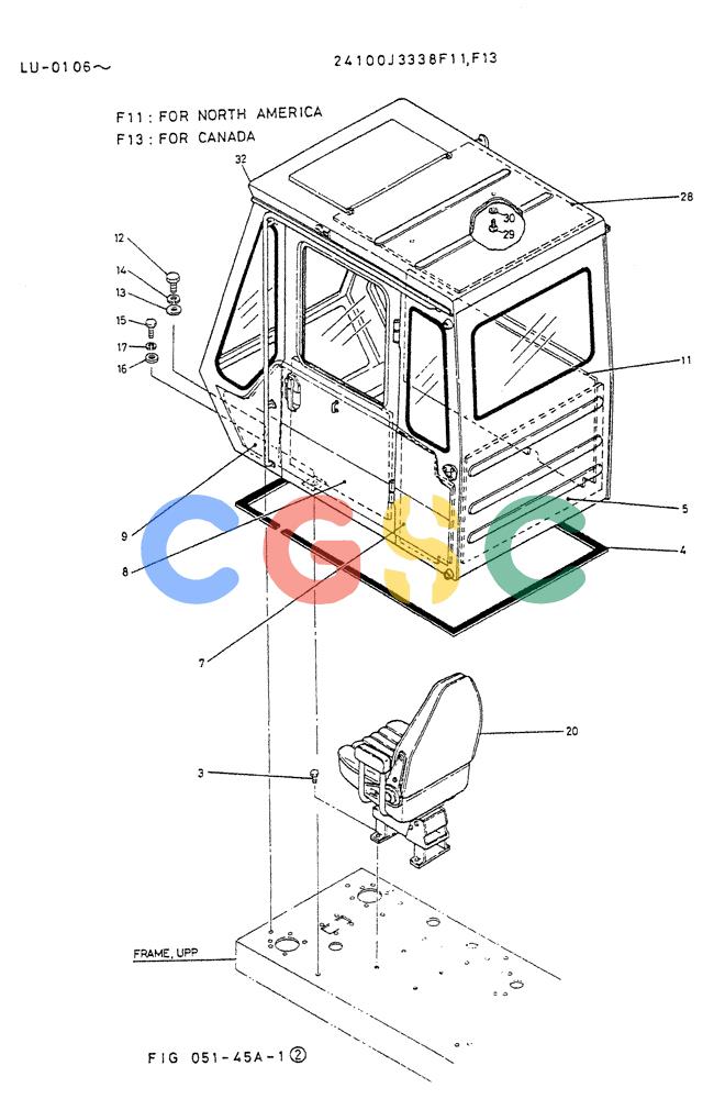 神钢零件查询(K935) - EXCAVATOR SUPPLEMENT ASN LU00154 (1/76-12/03) (02-006[02]) - INSTAL, CAB Kobelco