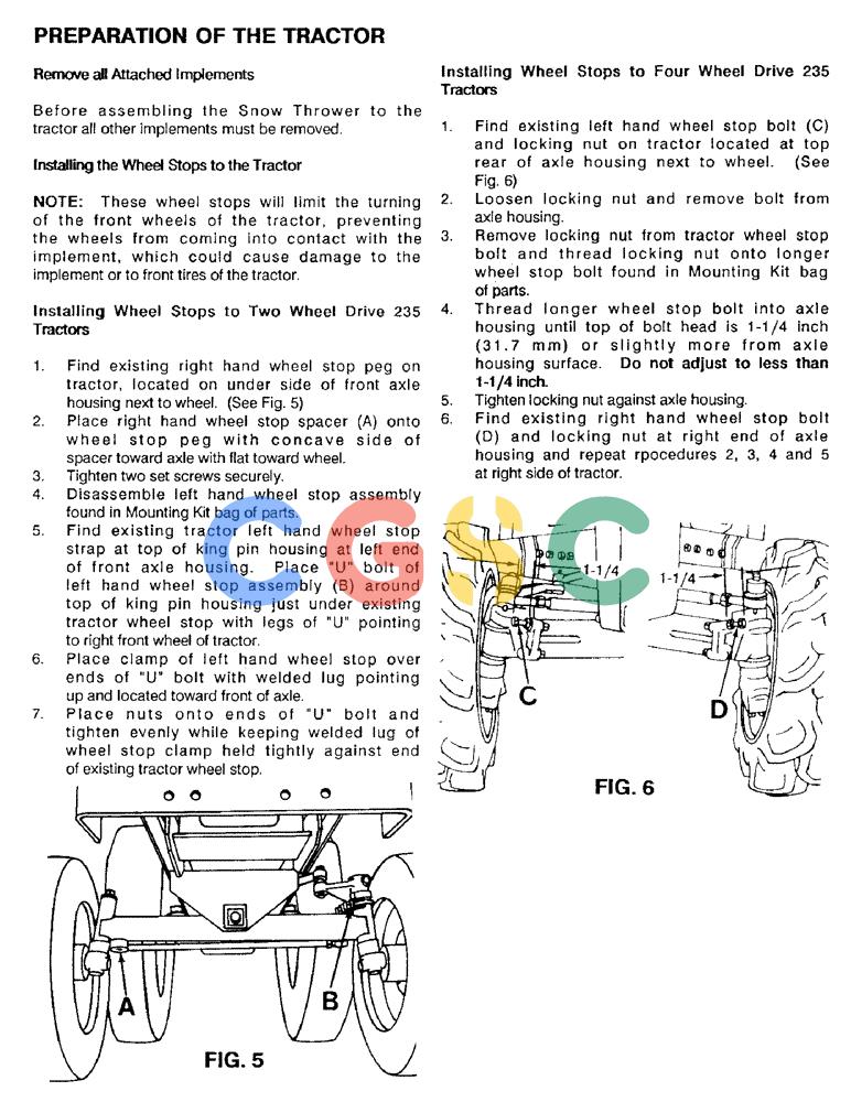 凯斯零件查询(56FTS) - CASE SNOW THROWER (1/86-12/92) (11) - PREPARATION OF THE TRACTOR Case Agriculture