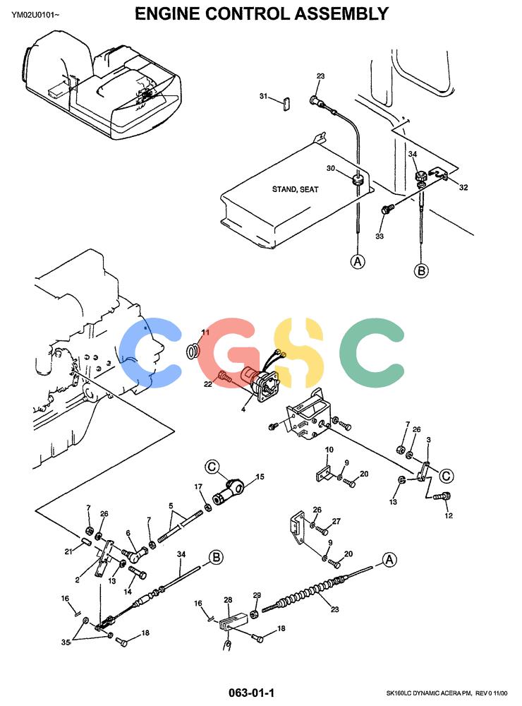 神钢零件查询(SK160LC) - DYNAMIC ACERA EXCAVATOR 11/2000 ASN YM02U0101 (11/00-12/02) (01-013) - ENGINE CONTROL ASSEMBLY (YM11M00001F1) Kobelco