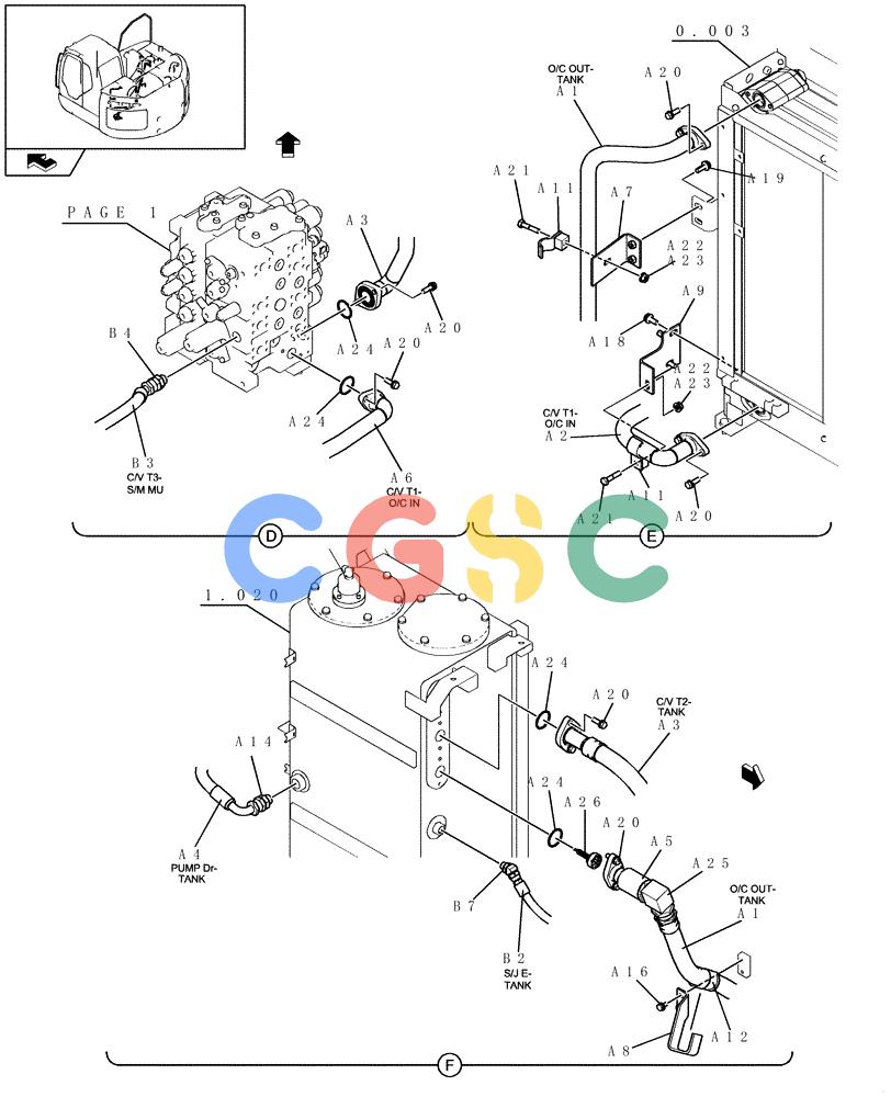 纽荷兰零件查询(E235BSR) - CRAWLER EXCAVATOR (5/07-) (1.050[15]) - PUMP/CONTROL VALVE PIPING New Holland Constructuion