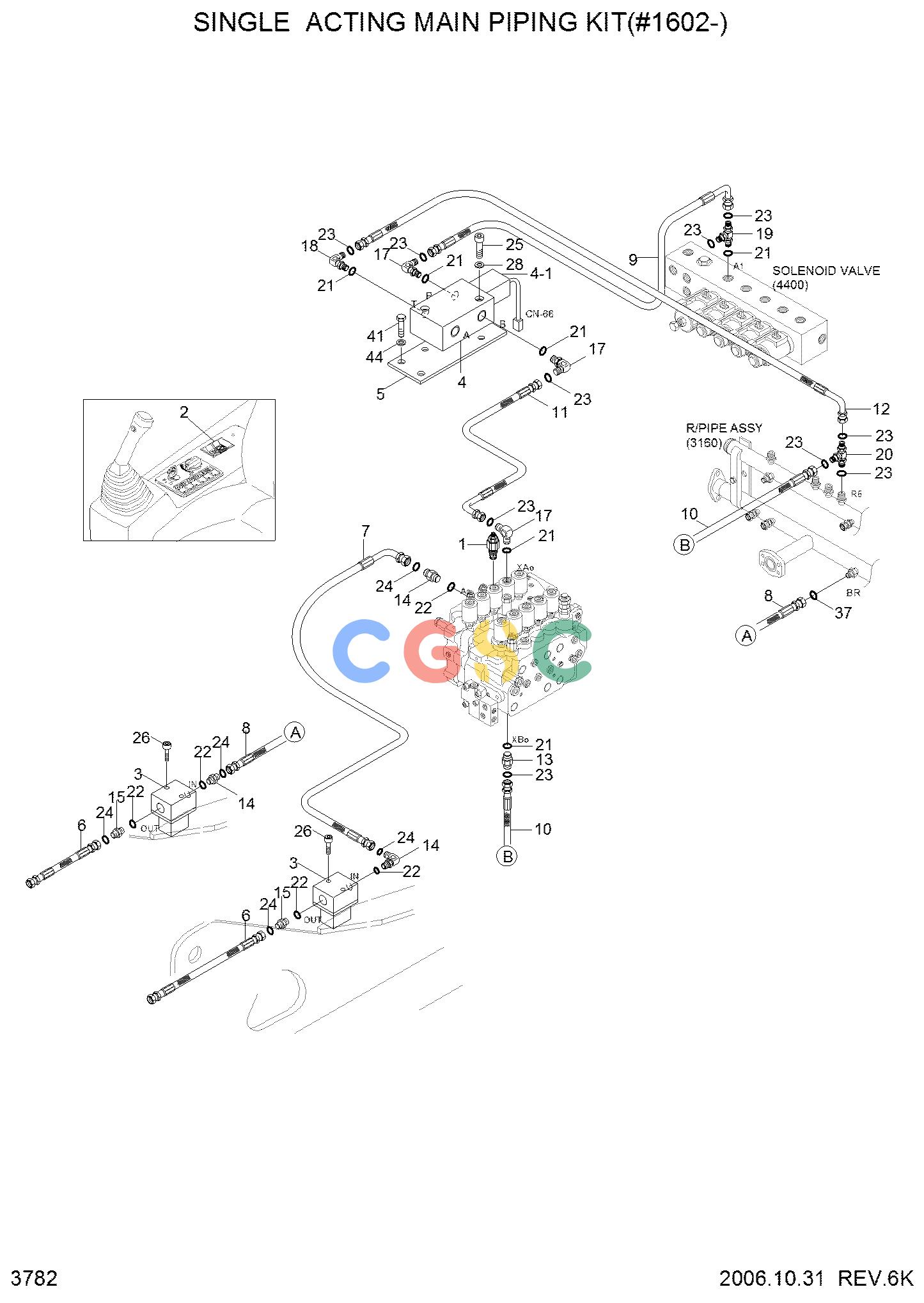 现代零件查询R140LC-7 SINGLE ACTING MAIN PIPING KIT(#1602-)EPC Hyundai 