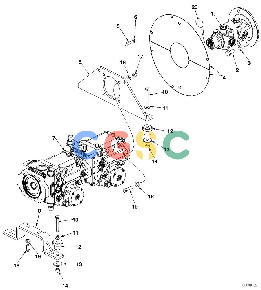 纽荷兰零件查询(D85B) - CRAWLER DOZER TIER 3 (3/08-) (06-01) - MOUNTING - PUMP, HYDROSTATIC TANDEM AND DRIVESHAFT New Holland Constructuion