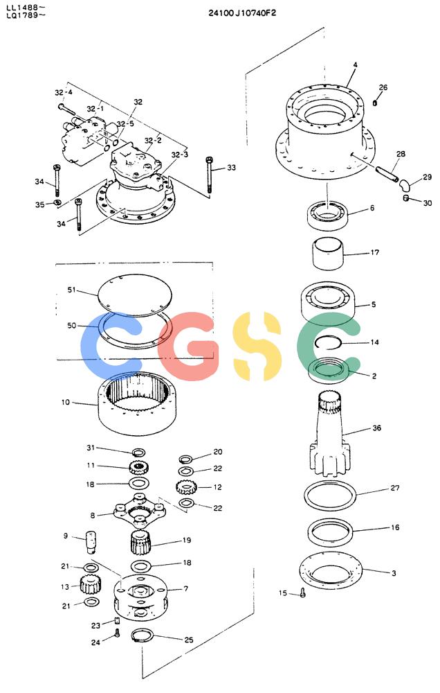 神钢零件查询(K909LC) - MARK II EXCAVATOR ASN LL1488 (1/87-12/03) (01-004) - MOTOR ASSY, SWING Kobelco