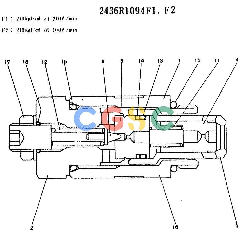 神钢零件查询(K909LC) - MARK II EXCAVATOR ASN LL1488 (1/87-12/03) (11-012) - VALVE ASSY, RELIEF Kobelco