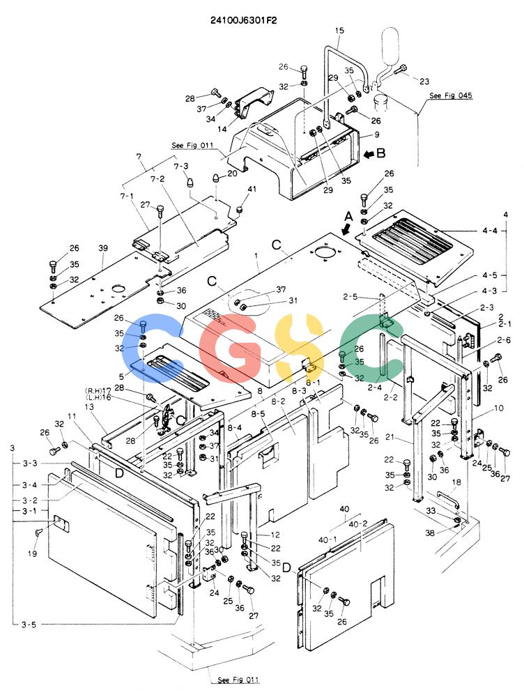 神钢零件查询(K904EL) - EXCAVATOR ASN LX1401 (1/86-12/03) (02-013[01]) - GUARD ASSY, P/N 24100J6301F2 Kobelco