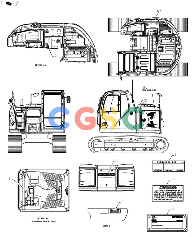 纽荷兰零件查询(E135BSRLC) - CRAWLER EXCAVATOR ASN YH06-08001 (06-003[00]) - NAME PLATE INSTALLATION (ADD ON C/W) New Holland Constructuion