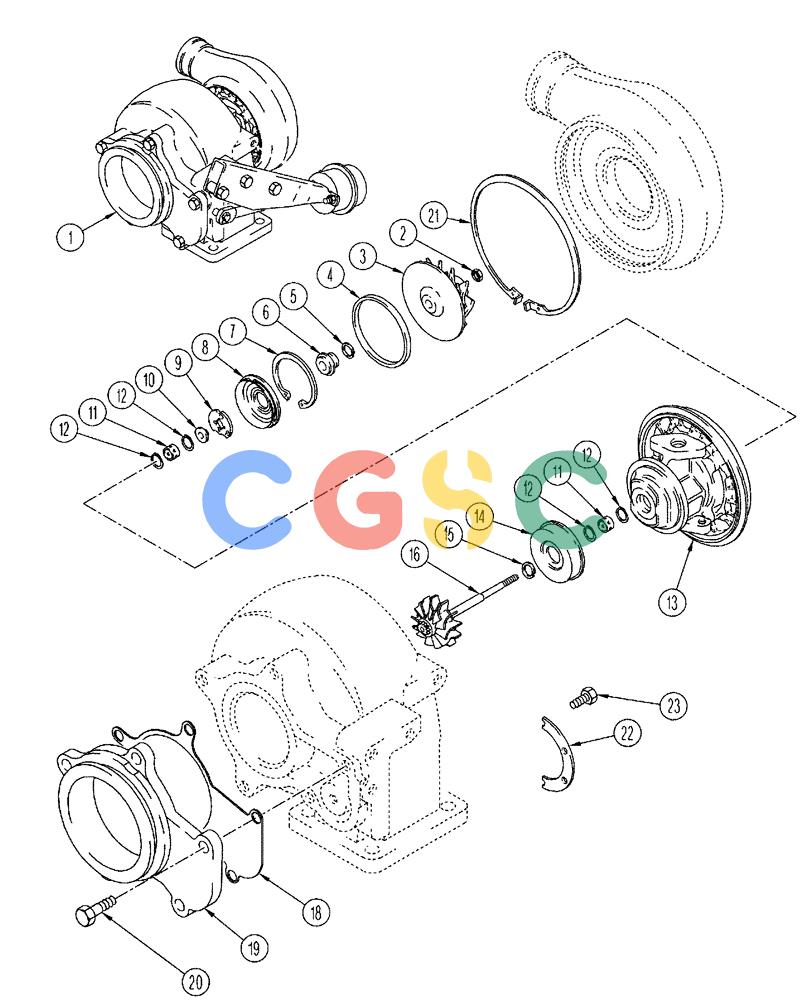 凯斯零件查询(FLX3510) - FLOATER (8/04-8/06) (02-039) - TURBOCHARGER - ASSEMBLY, FLX 3010 Case Agriculture