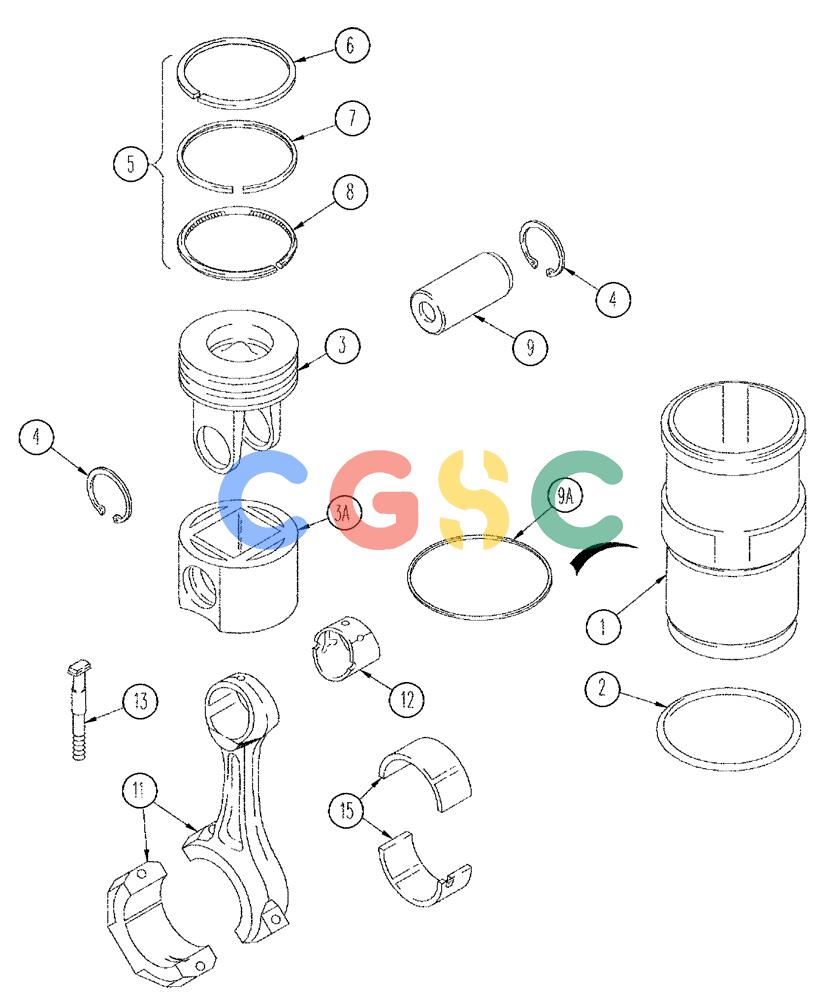 凯斯零件查询(FLX3510) - FLOATER (8/04-8/06) (02-060) - PISTON - CONNECTING ROD, FLX 3510 Case Agriculture