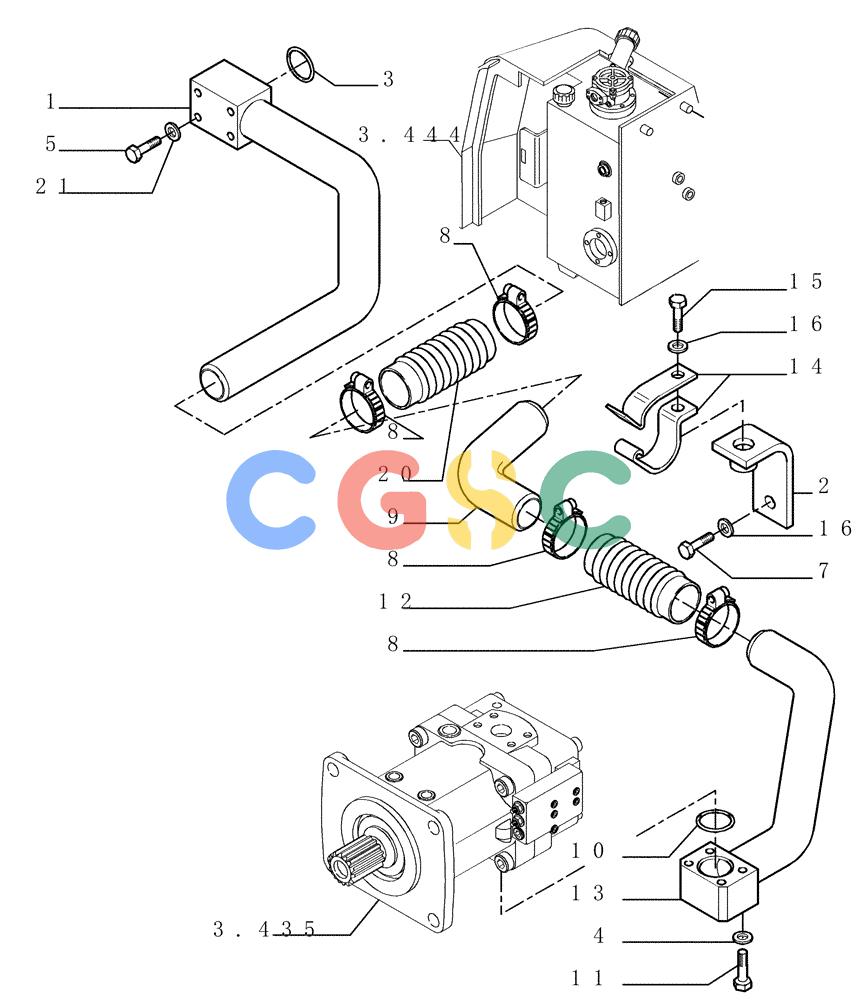 纽荷兰零件查询(DC150PS) - CRAWLER DOZER (3.434[01]) - HYDRAULIC SYSTEM PIPING New Holland Constructuion