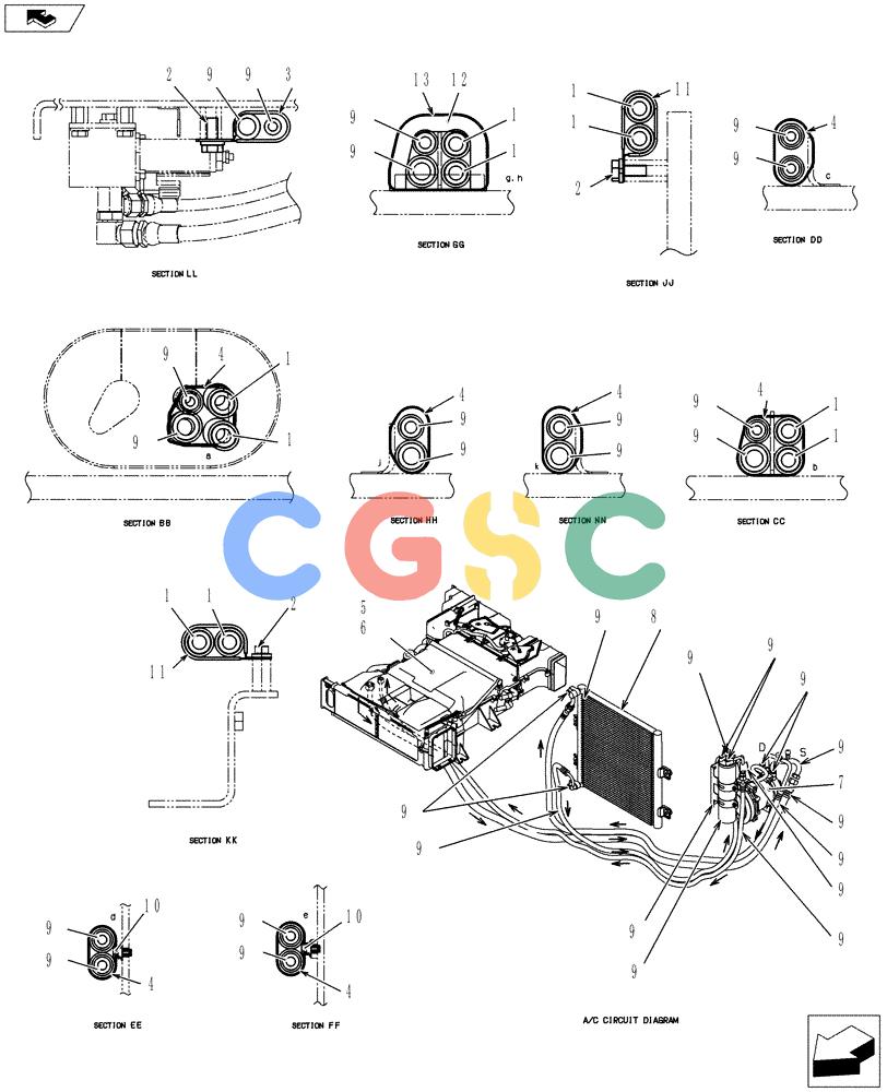 纽荷兰零件查询(E70BSR) - COMPACT CRAWLER EXCAVATOR ASN YT06-18001 (01-080[03]) - AIR CONDITIONING New Holland Constructuion