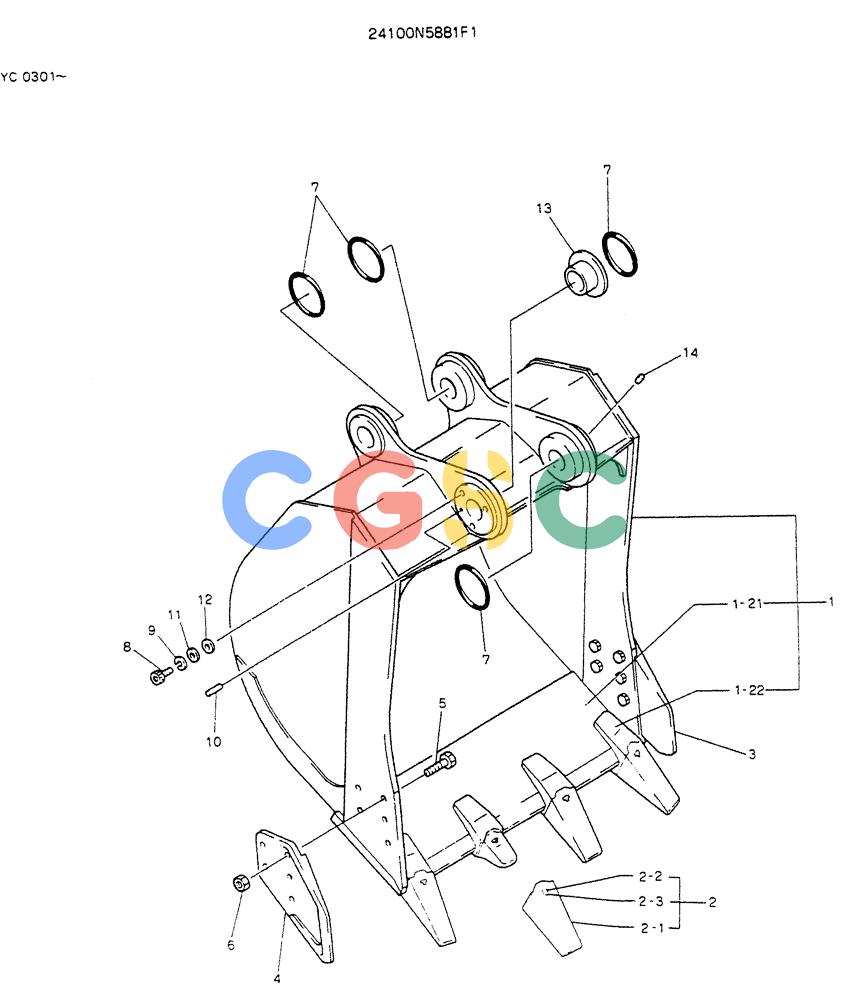 神钢零件查询(K912LC) - MARK II EXCAVATOR ASN YC0301-0737 (1/88-12/03) (09-006) - BUCKET ASSY, 1.0M CUBIC Kobelco