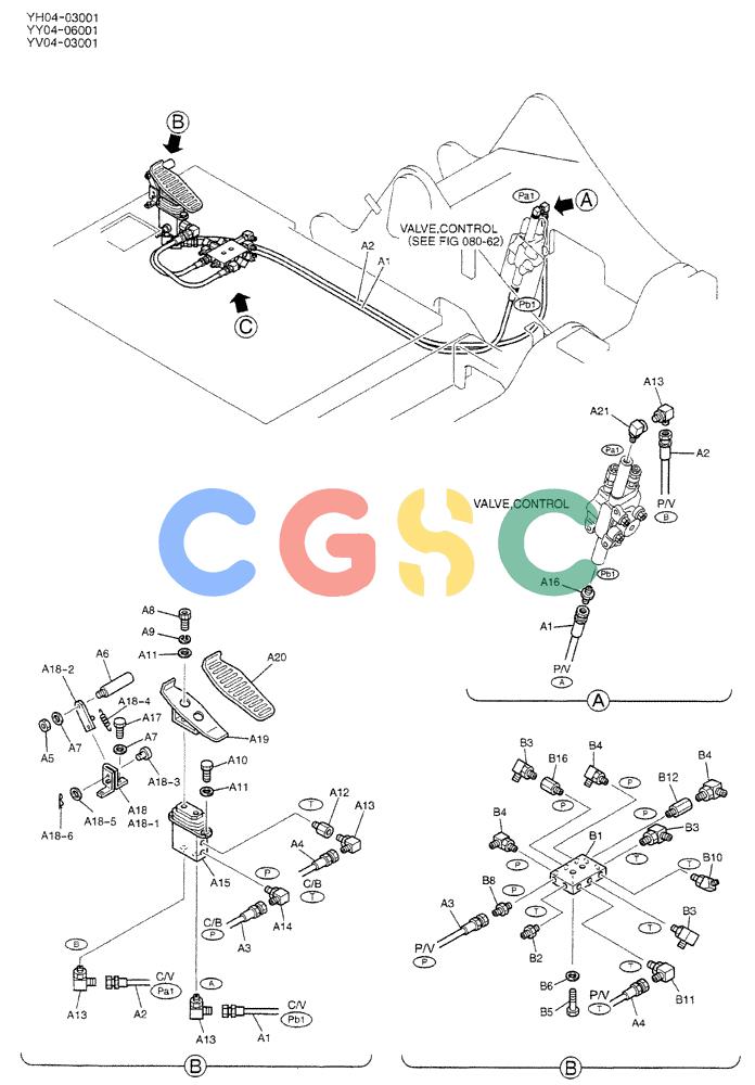 神钢零件查询(BREAKER) - ATTACHMENT (N&B) - SK115SR & SK135SR - ASN YV04, YY04, YH04-03001 (9/04-) (01-025) - CONTROL LINES, REMOTE (EXTRA) Kobelco