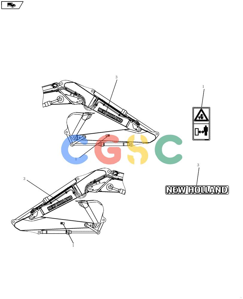 纽荷兰零件查询(E235BSR) - CRAWLER EXCAVATOR (5/07-) (4.521[01]) - DECALS - 2-PIECE BOOM New Holland Constructuion