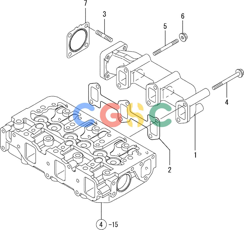 纽荷兰零件查询(E35SR) - COMPACT CRAWLER EXCAVATOR ASN PX13-15001 (N6TN61732) (NA) (1/06-) (08-006) - EXHAUST MANIFOLD New Holland Constructuion