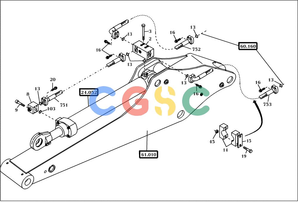 纽荷兰零件查询(EC130) - CRAWLER EXCAVATOR (4/99-) (61.032[001]) - HYDRAULIC SYSTEM STICK 2,9 M (OPTION) (S/N 11701-12057) New Holland Constructuion