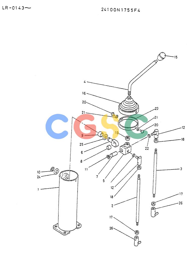 神钢零件查询(K914) - EXCAVATOR ASN LR-0143 (1/79-12/03) (03-019) - LEVER ASSY CONTROL P/N 24100N1755F4 Kobelco