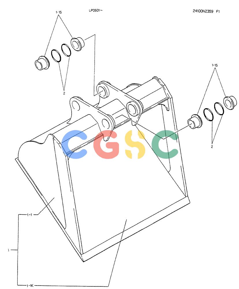 神钢零件查询(K905LC) - EXCAVATOR BTW YP0115 - YP0301 (1/85-12/03) (07-017) - BUCKET ASSY, SCRAPPER Kobelco