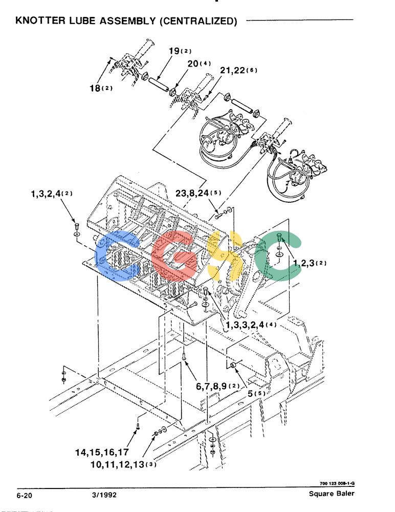 凯斯零件查询(8570) - CASE IH MID-SIZE RECTANGULAR BALER (1/91-12/96) (6-20) - KNOTTER LUBE ASSEMBLY, CENTRALIZED Case Agriculture