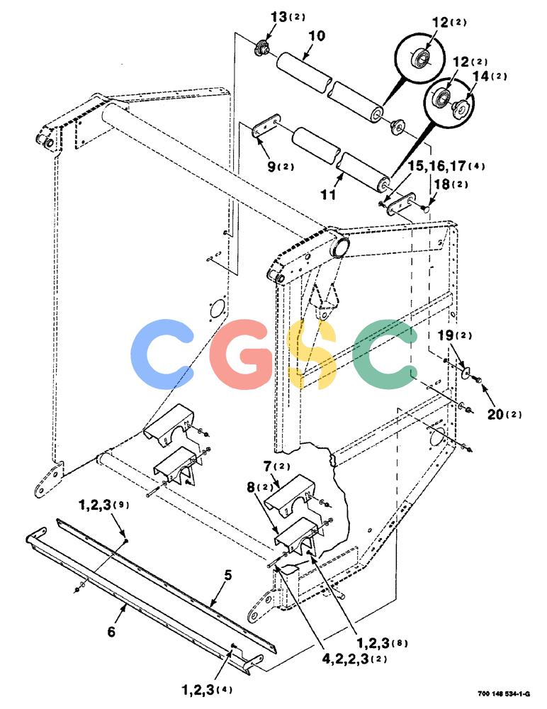 凯斯零件查询(RS551) - CASE IH ROUND BALER (1/99-12/00) (6-06) - TAILGATE SUPPORT ASSEMBLIES, MESH WRAP ONLY Case Agriculture