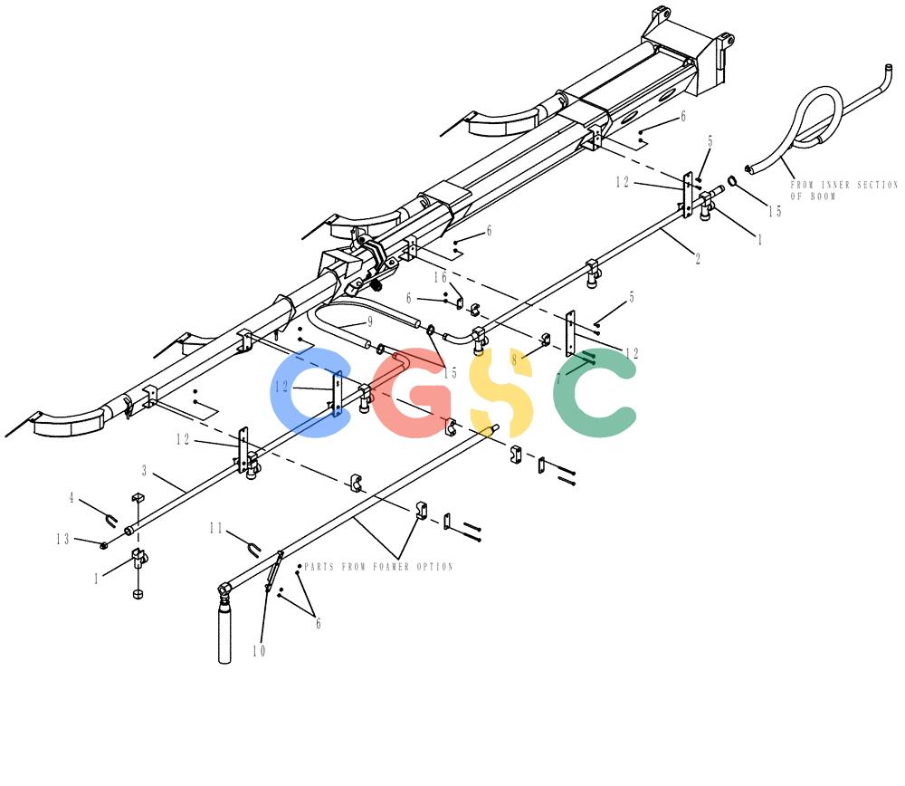 凯斯零件查询(810) - FLEX-AIR APPLICATOR - 2009 (9/09-12/11) (10-002) - BOOM PLUMBING, 2.5", RH, OUTER, 70' Case Agriculture
