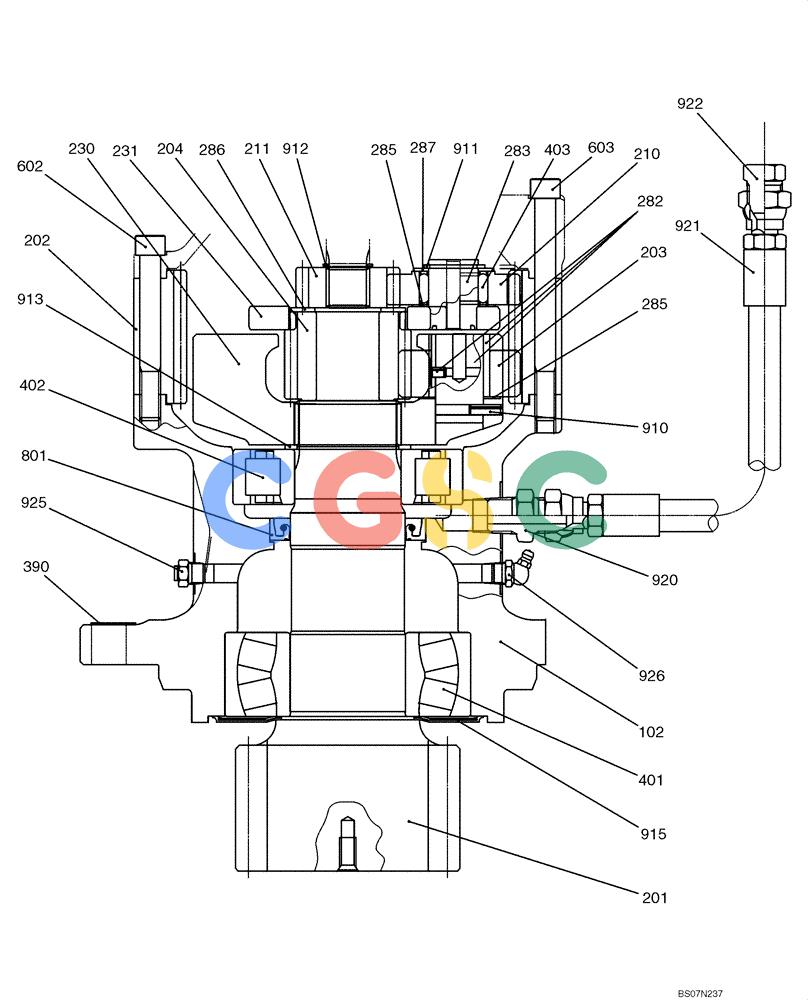 纽荷兰零件查询(E135B) - CRAWLER EXCAVATOR TIER 3 - ASN YH05-07001 (N8TA13006) (1/08-) (08-07[00]) - REDUCTION ASSEMBLY (SWING) (YY32W00004F1) New Holland Constructuion