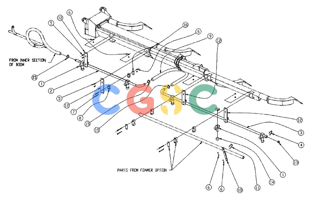 凯斯零件查询(810) - FLEX-AIR APPLICATOR - 2009 (9/09-12/11) (10-003) - BOOM PLUMBING, 2.5", LH, OUTER, 60' Case Agriculture