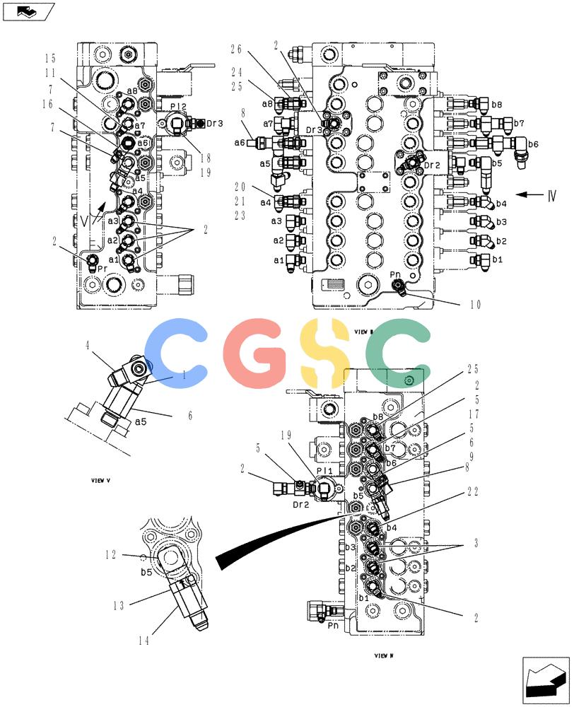纽荷兰零件查询(E80BMSR) - COMPACT CRAWLER EXCAVATOR ASN LF06-04501 (NBTA18037) (01-027[02]) - CONTROL LINES, MAIN (NIBBLER & BREAKER + DOZER) New Holland Constructuion