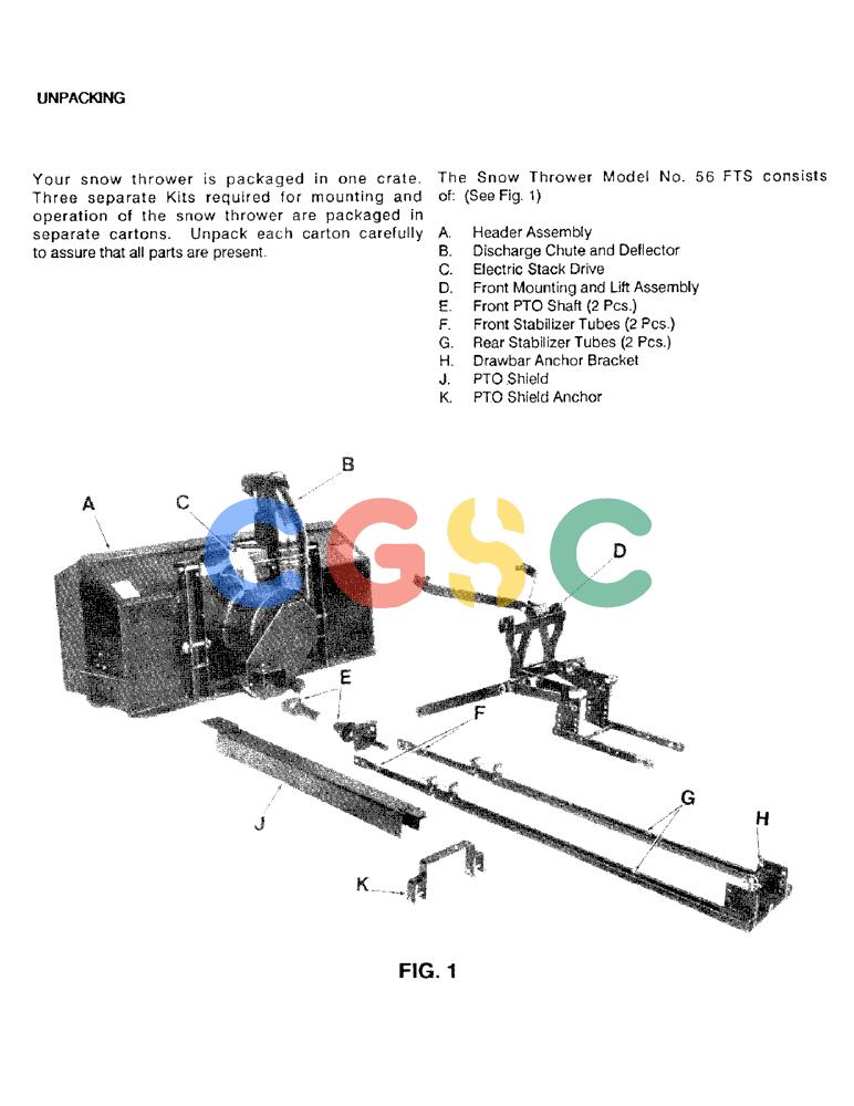 凯斯零件查询(56FTS) - CASE SNOW THROWER (1/86-12/92) (09) - UNPACKING Case Agriculture