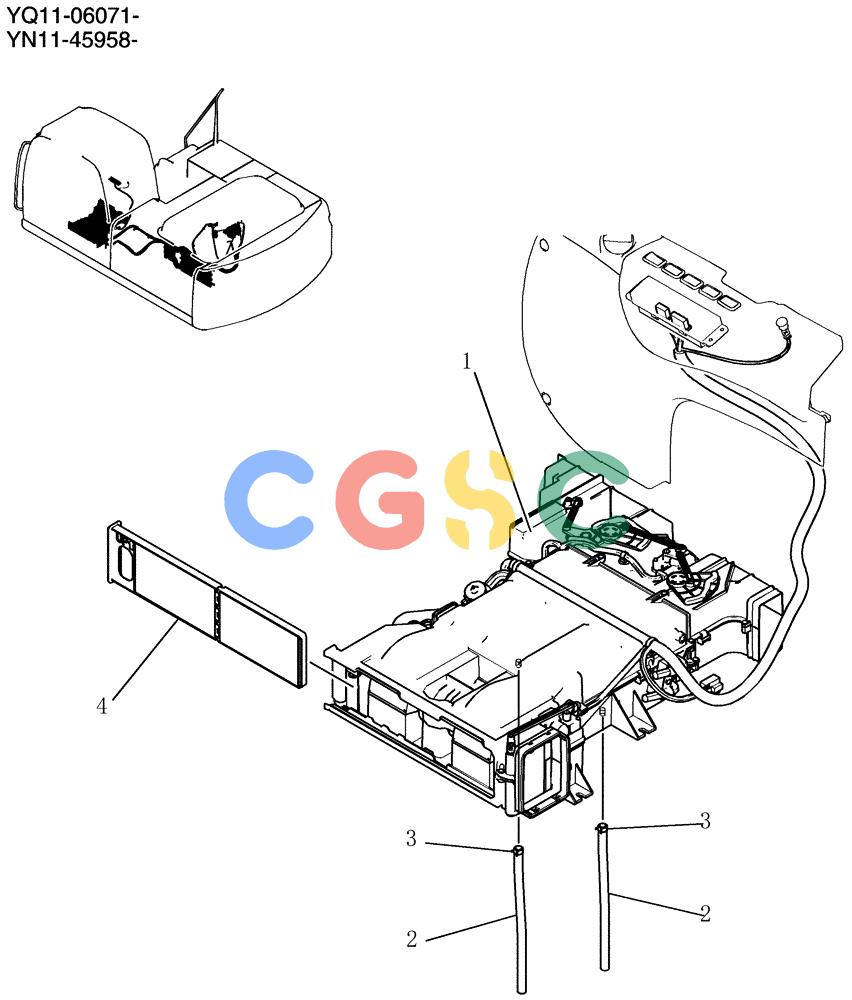 神钢零件查询(200-8) - EXCAVATOR S/N YN11-45001 - (1/06-12/09) (290-01A-1) - CONDITIONER ASSY, AIR Kobelco