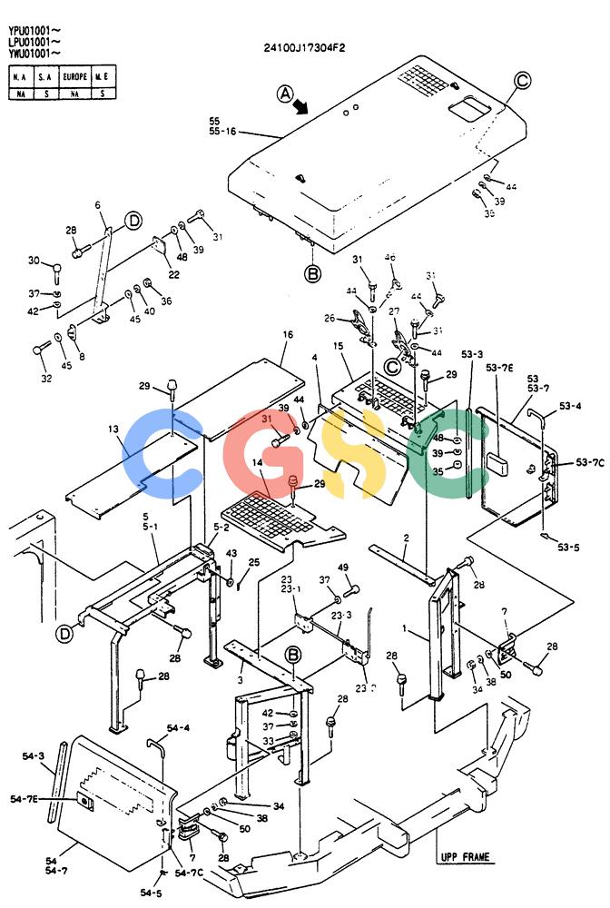 神钢零件查询(SK130LC) - EXCAVATOR BTW YPU1001 - YPU2000 (1/98-12/98) (02-015[01]) - GUARD ASSEMBLY Kobelco