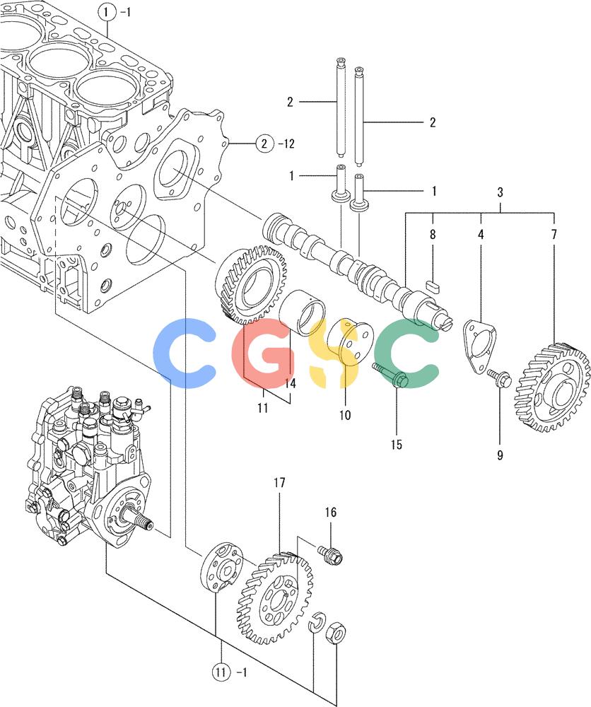 纽荷兰零件查询(E35SR) - COMPACT CRAWLER EXCAVATOR ASN PX13-15001 (N6TN61732) (NA) (1/06-) (08-007) - CAMSHAFT & DRIVING GEAR New Holland Constructuion