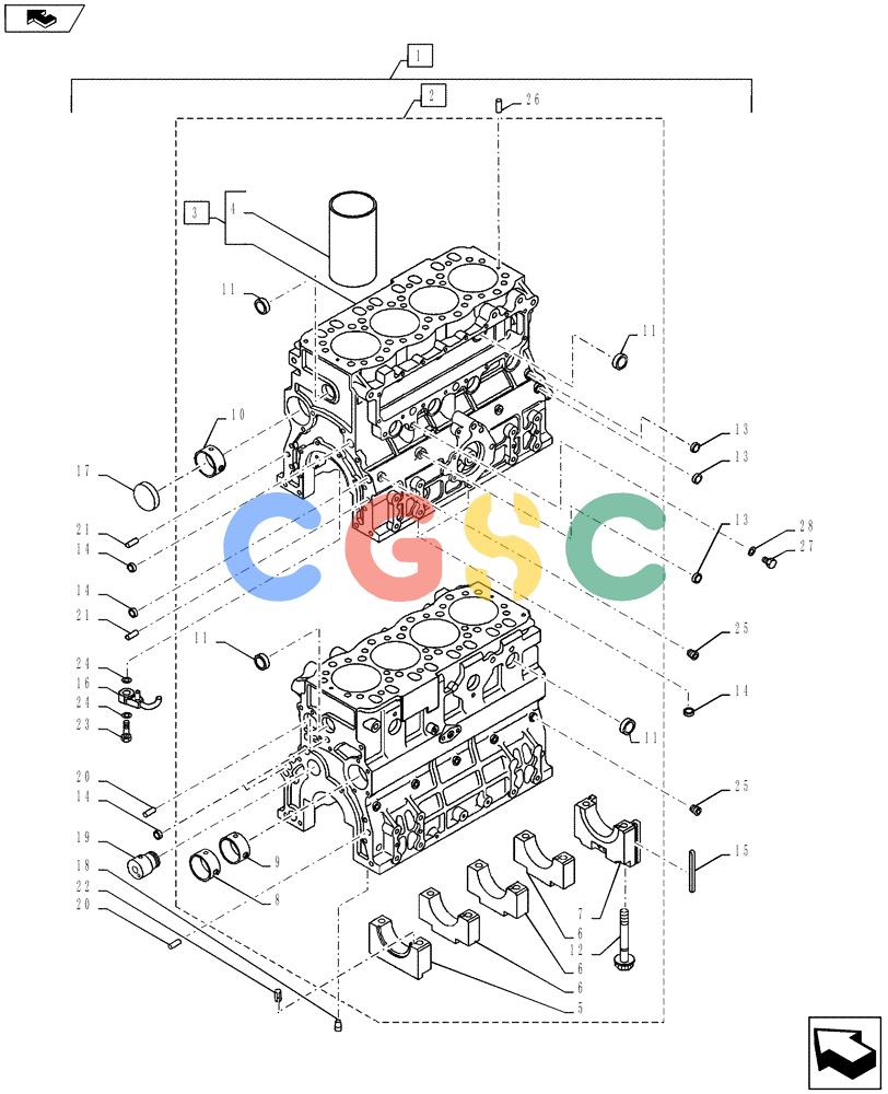 纽荷兰零件查询(E135BSRLC) - CRAWLER EXCAVATOR ASN YH06-08001 (08-005[00]) - CRANKCASE New Holland Constructuion