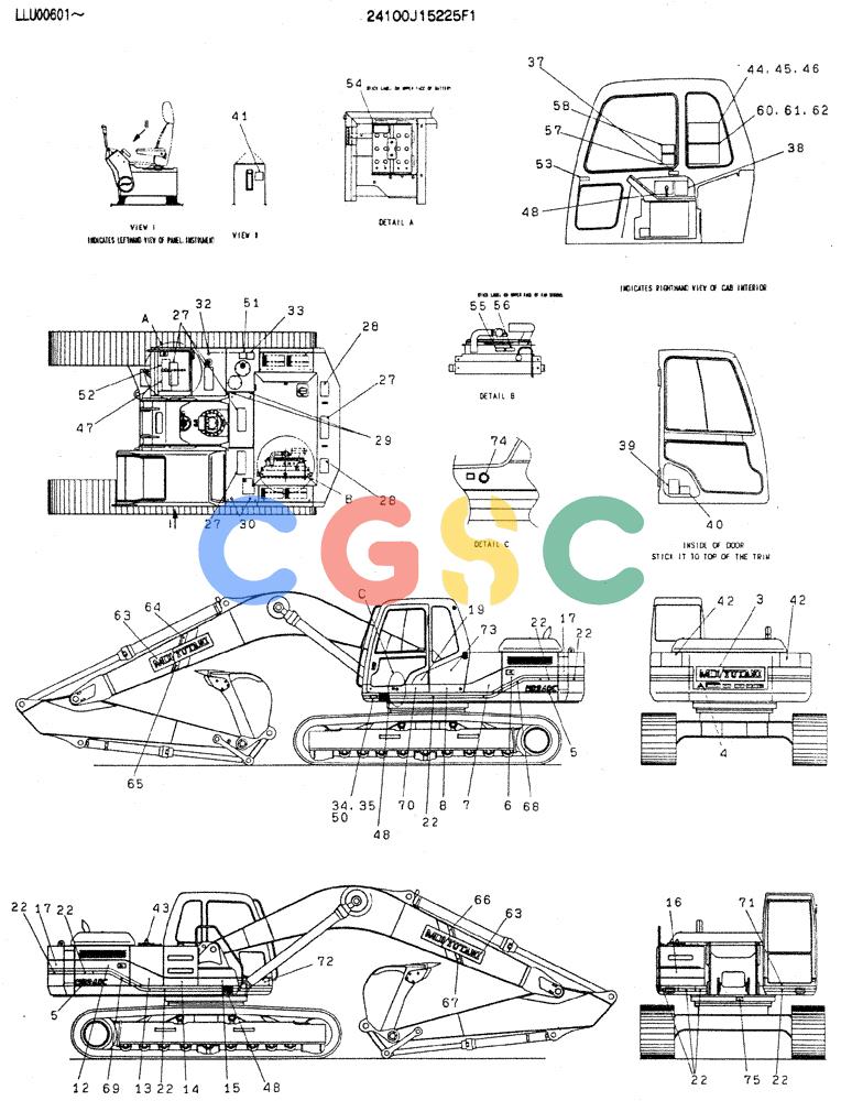 神钢零件查询(MD240C) - EXCAVATOR ASN LLU00601 (1/80-12/06) (11-001[01]) - LABEL, NAME-PLATE Kobelco