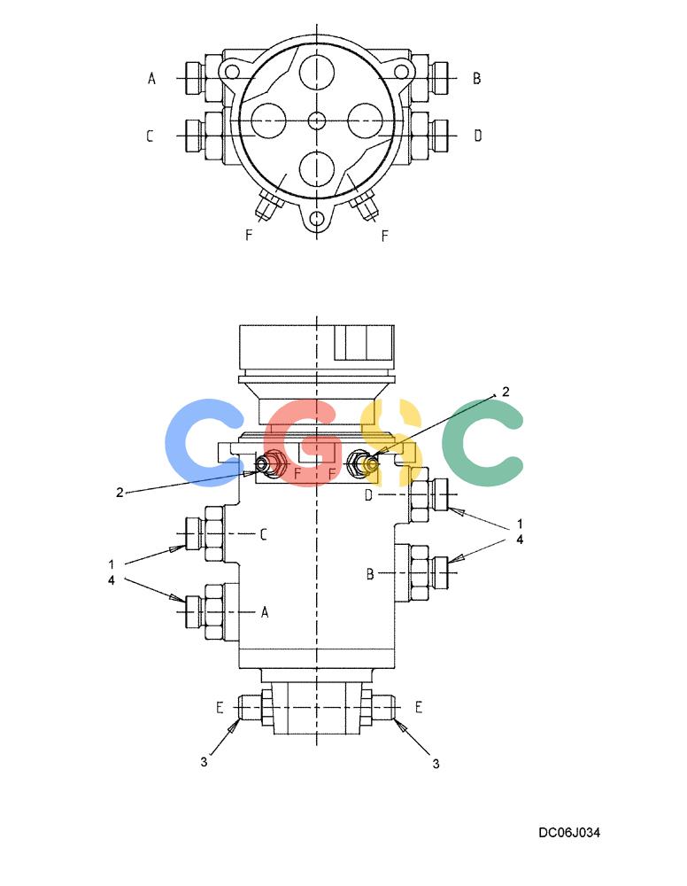 纽荷兰零件查询(E215B) - CRAWLER EXCAVATOR - TIER 3 (NA) - ASN N7DA21001 (1/07-) (5.030[00]) - HYDRAULIC LINES, SWIVEL (HIGH & WIDE) (YN19HU0001F1) New Holland Constructuion