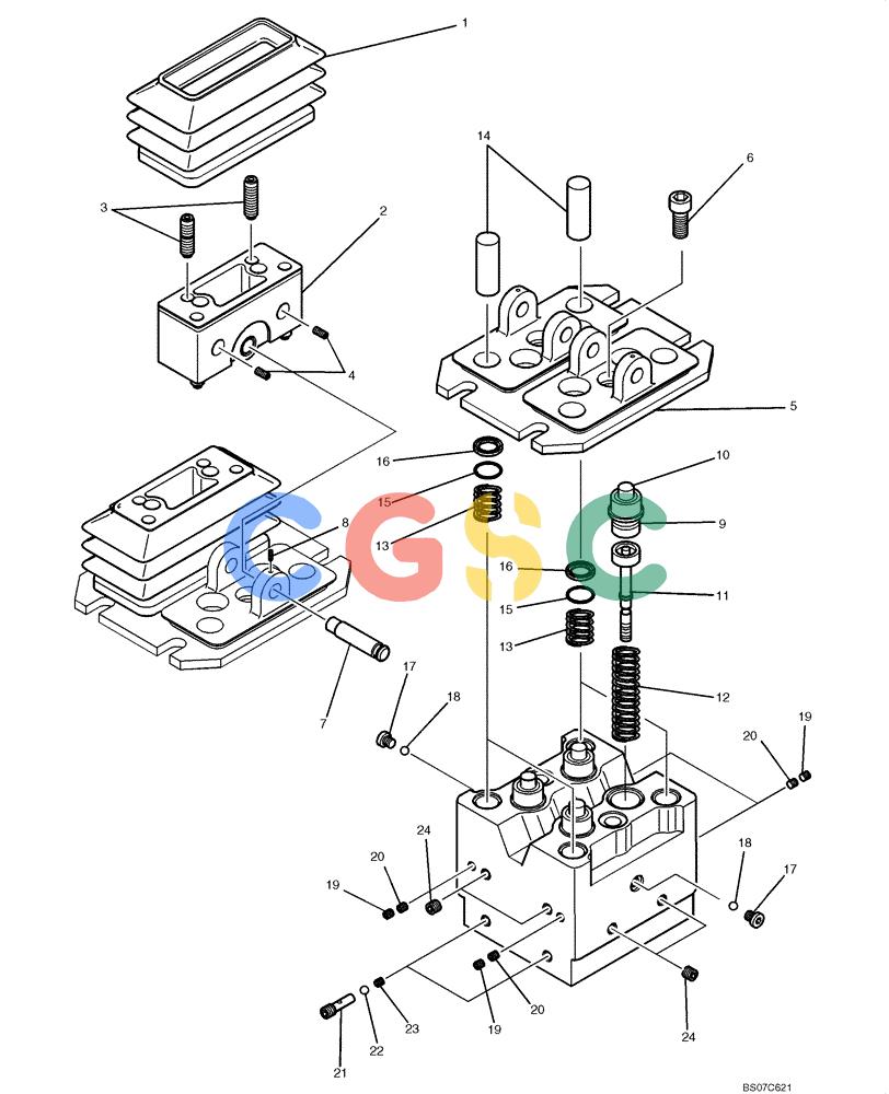 纽荷兰零件查询(E215B) - CRAWLER EXCAVATOR - TIER 3 (NA) - ASN N7DA21001 (1/07-) (8.040[00]) - VALVE ASSEMBLY, PILOT (PROPELLING) (YN30V00105F1) New Holland Constructuion
