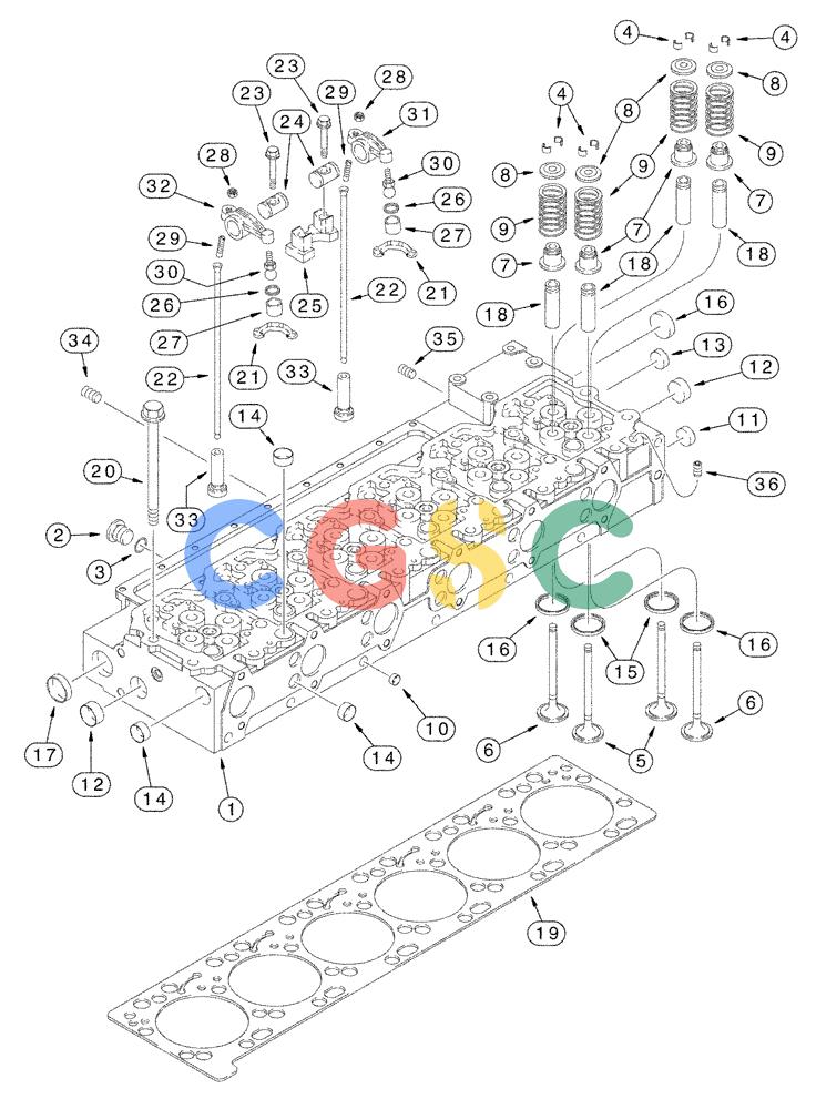 凯斯零件查询(FLX3330B) - FLOATER (12/99-9/02) (02-014) - CYLINDER HEAD - VALVE MECHANISM (FLX3300B CASE ENGINE) Case Agriculture