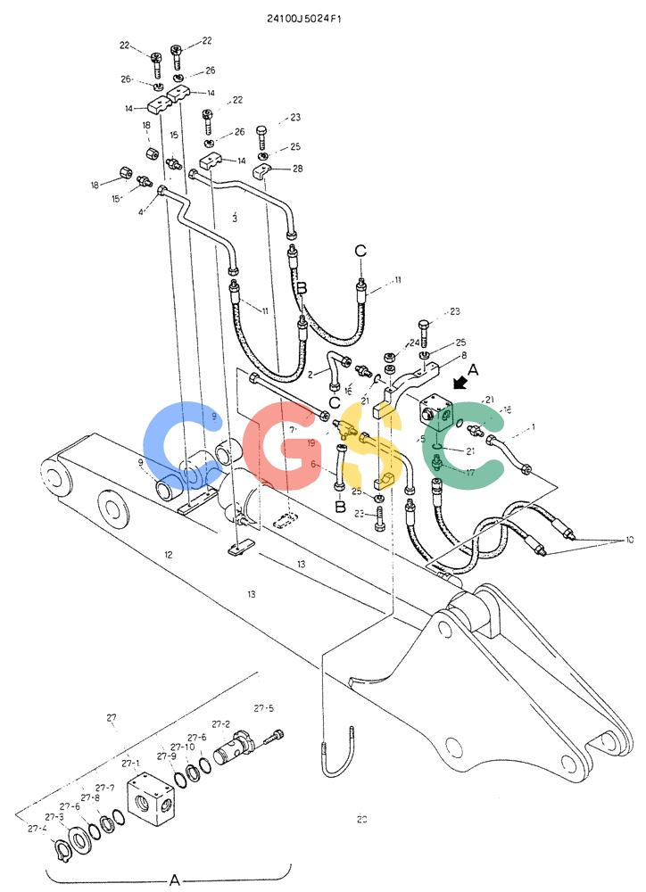 神钢零件查询(K903B) - EXCAVATOR ASN LE3401 (1/85-12/03) (11-005) - INSTAL HYDR LINES, ARM 1.7M (CHANGE BACKHOE/CLAMSHELL) (FOR EXPORT) Kobelco