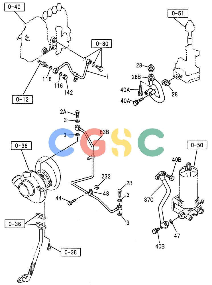纽荷兰零件查询(E135SR) - CRAWLER EXCAVATOR ASN YY04-06254 (08-024) - OIL AND VACUUM PIPING, ENGINE New Holland Constructuion