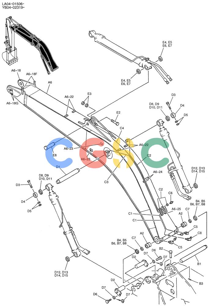 纽荷兰零件查询(E200SRLC) - CRAWLER EXCAVATOR BTW LA04-01506 - LA04-01625 (03-001) - BOOM ASSY, STD 5.05M New Holland Constructuion