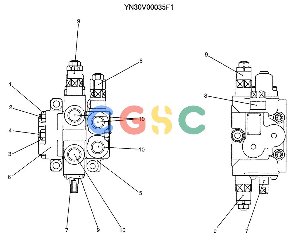 纽荷兰零件查询(E235SRLC) - CRAWLER EXCAVATOR BTW YU04-00837 - YU04-01417 (07-029) - VALVE ASSY, CONTROL (DOZER) New Holland Constructuion